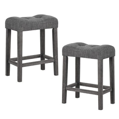 24 Inch Set of 2 Saddle Bar Stools with Padded Seat