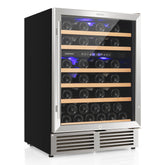 Dual Zone Wine Cooler for 51 Bottles with Reversible Door