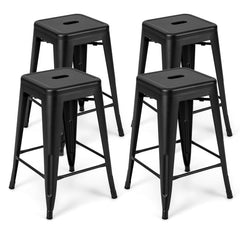 24 Inches Backless Stackable Counter Height Metal Bar Stools Set of 4