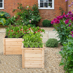 24 Inch L-Shaped Wooden Raised Garden Bed with Open-Ended Base