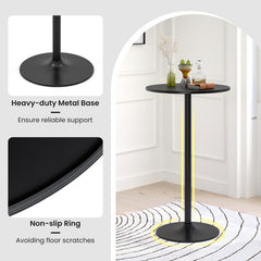 24 Inch Modern Style Round Cocktail Table with Metal Base and MDF Top