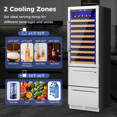 24 Inch Wine and Beverage Refrigerator with Independent Temperature Control