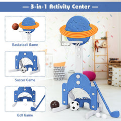 3 in 1 Height Adjustable Kids Basketball Hoop Set with Balls