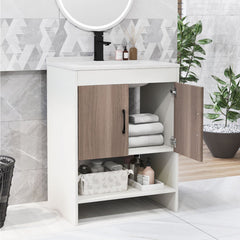 25 Inch Bathroom Vanity Sink Combo Cabinet with Doors and Open Shelf