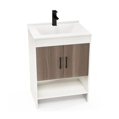 25 Inch Bathroom Vanity Sink Combo Cabinet with Doors and Open Shelf