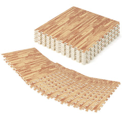 25 Tiles Wood Grain Foam Floor Mats with Borders