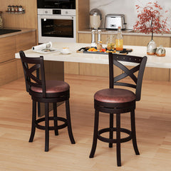 26/30 Inch Swivel Bar Stools Set of 2 Bar Chairs with Padded Seat