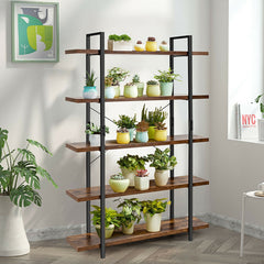 3/5 Tiers Industrial Bookcase with Metal Frame for Home Office