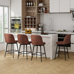 27 Inch Swivel Bar Stool Set of 2 Counter Height Chair with Padded Seat