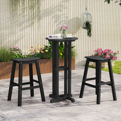 29 Inch HDPE Patio Bar Stool Set of 2 Armless Saddle Stools