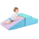 2-Piece Step and Slide Climber for Infants and Toddlers Baby Soft Play Set Foam Blocks