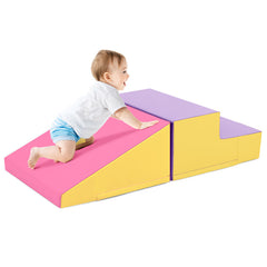 2-Piece Step and Slide Climber for Infants and Toddlers Baby Soft Play Set Foam Blocks