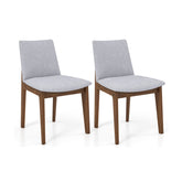 Set of 2 Wooden Dining Chairs Upholstered with High Curved Back