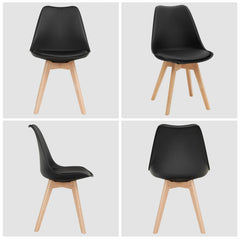 Set of 4 Modern High Backrest Dining Chairs with Wooden Legs