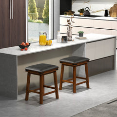 Set of 2 24/30 Inch Dining Bar Stool with Rubber Wood