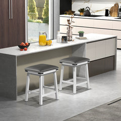 Set of 2 24/30 Inch Dining Bar Stool with Acacia Wood Frame