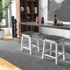 Set of 2 24/30 Inch Dining Bar Stool with Acacia Wood Frame