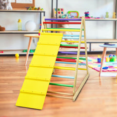 Foldable Wooden Triangle Climber with Reversible Ramp for Kids
