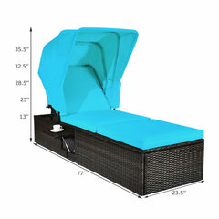 Outdoor Adjustable Cushioned Chaise Lounge Chair with Folding Canopy