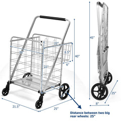 Heavy Duty Folding Utility Shopping Double Cart