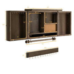 Vintage Wood Wall Mounted Jewelry Organizer with Barn Door