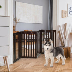 36 Inch Folding Wooden Freestanding Pet Gate with 360° Hinge
