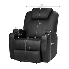 PU Leather Power Lift Recliner Chair with Massage and Heat for Elderly