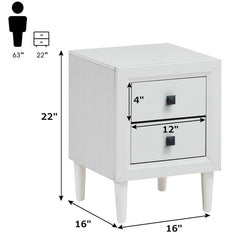 2 Pieces Multipurpose Retro Nightstand Set with 2 Drawers