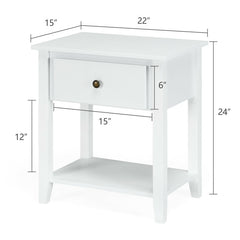 Nightstand with Drawer and Storage Shelf for Bedroom
