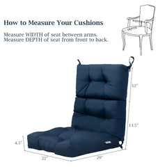 Tufted Patio High Back Chair Cushion with Non-Slip String Ties