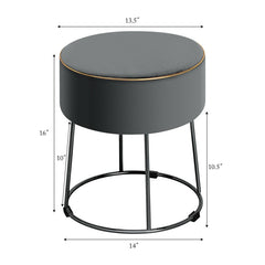 Round Velvet Footrest Stool Ottoman with Non-Slip Foot Pads for Bedside