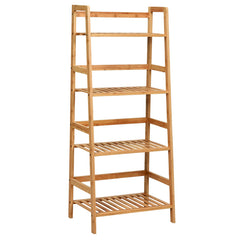 4-Tier Bamboo Plant Rack with Guardrails Stable and Space-Saving