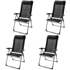 2 Pieces Portable Patio Folding Dining Chairs with Headrests Adjust