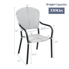 Set of 4 Patio Rattan Stackable Dining Chair with Armrest for Garden