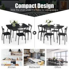 5 Pieces Dining Table Set with 4 Chairs and Backrests