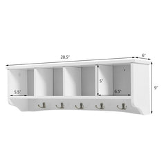 Hanging Entryway Shelf Coat Rack Wall Mounted Storage Cabinets In White