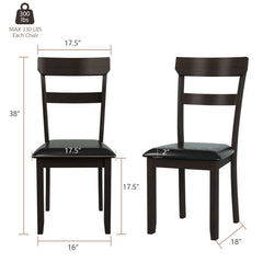 Set of 2 Dining Chairs With Rubber Wood Frame and Upholstered Faux Leather Seat