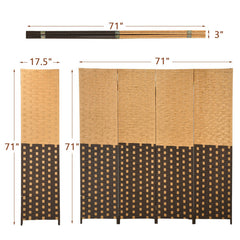 4 Panel Portable Folding Hand-Woven Wall Divider Suitable for Home Office