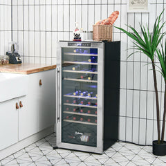 43 Bottle Wine Cooler Refrigerator Dual Zone Temperature Control with 8 Shelves