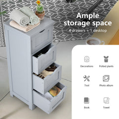 4-Drawer Freestanding Floor Cabinet with Anti-Toppling Device