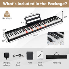 88-Key Portable Electric Lighted Keyboard Piano