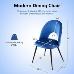 Set of 2 Dining Chair with Metal Base and Adjustable Pads