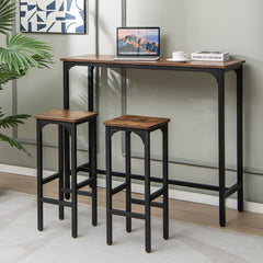 28 Inch 2 Pieces Dining Bar Chair Set with Footrest and Adjustable Pads