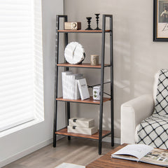 4-Tier Freestanding Bookshelf with Metal Frame and Anti-toppling Device