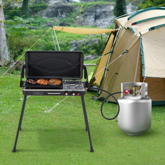 2-in-1 Gas Camping Grill and Stove with 4 Detachable Legs