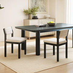 Set of 2 Dining Chairs Sherpa Upholstered Armless Chair with Wood Frame