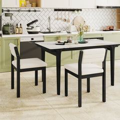 Set of 2 Dining Chairs Sherpa Upholstered Armless Chair with Wood Frame