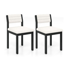 Set of 2 Dining Chairs Sherpa Upholstered Armless Chair with Wood Frame