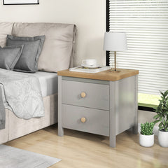 2-Drawer Nightstand with Rubber Wood Legs