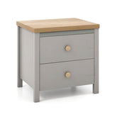 2-Drawer Nightstand with Rubber Wood Legs
